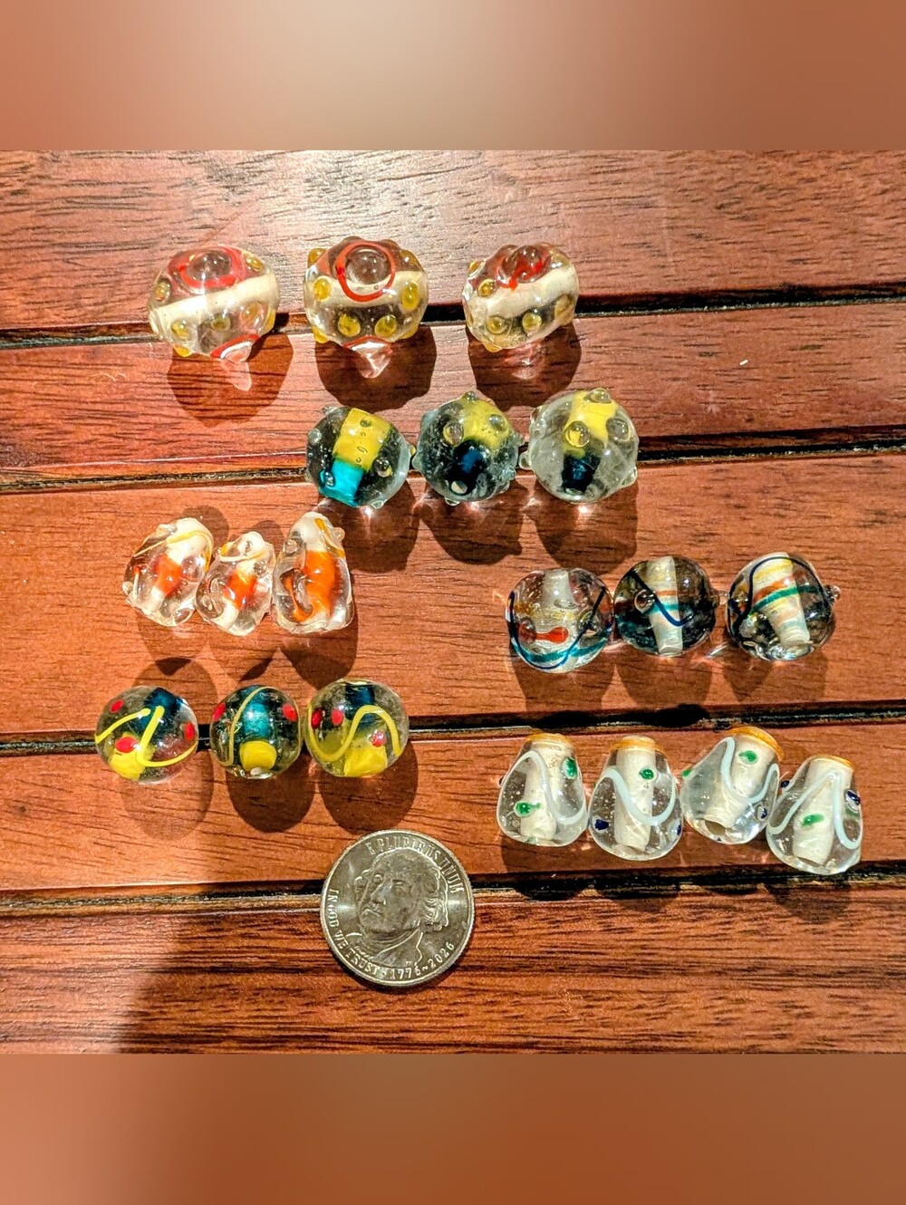 Vintage Clear Multicolor Czech Lampwork Glass Beads 19pc